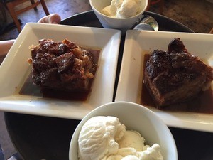 Bread Pudding covered in whiskey caramel sauce.
