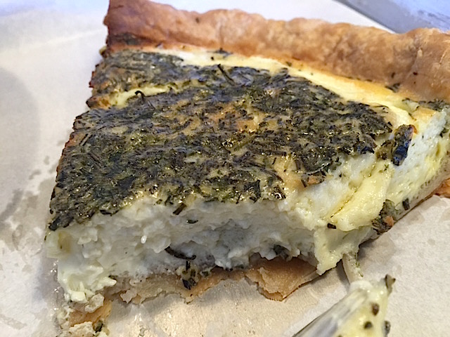 The daily special blue cheese quiche was light and airy