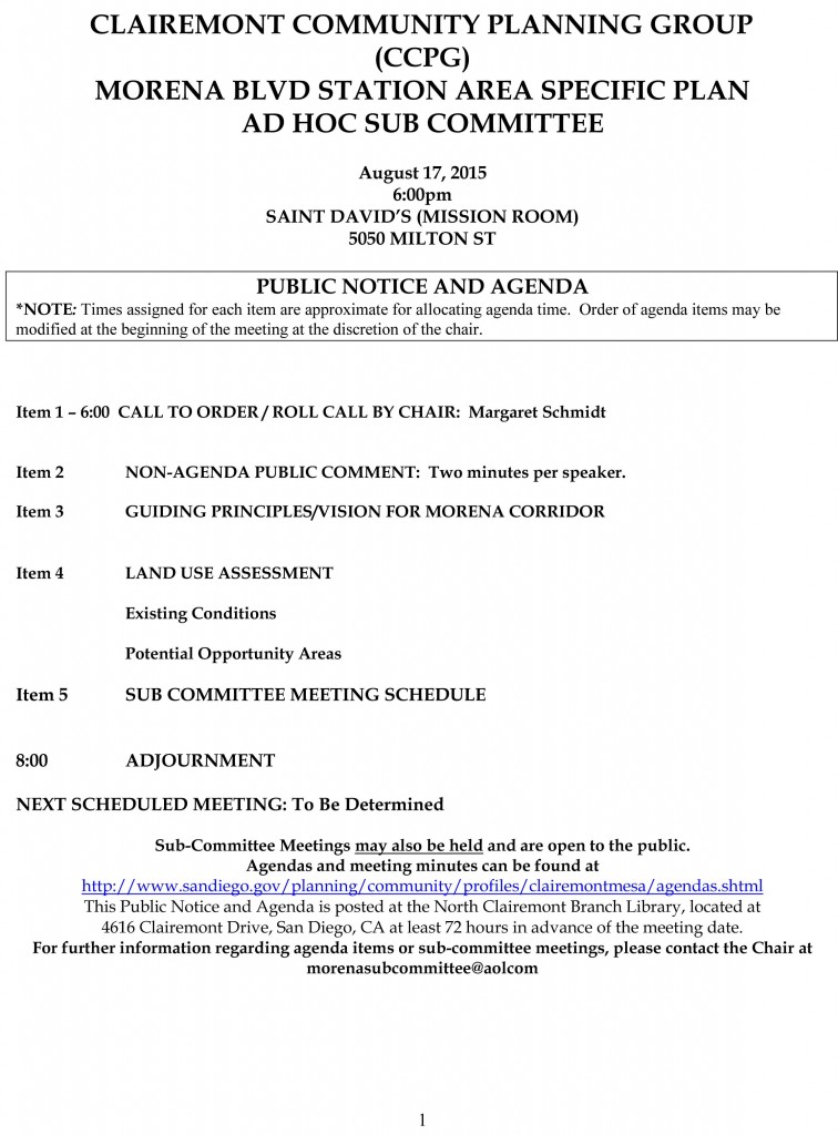 CLAIREMONT MESA PLANNING COMMITTEE