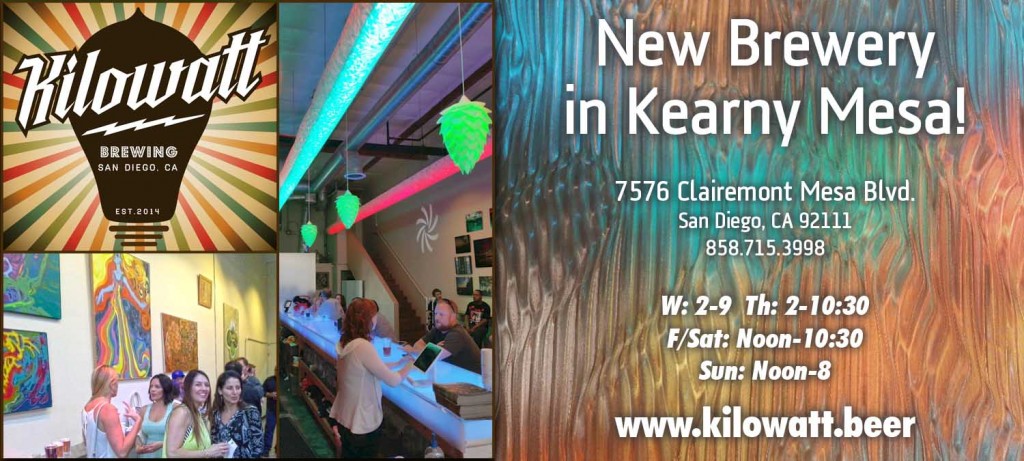 Kilowatt Brewing in Kearny Mesa 7576 Clairemont Mesa Blvd. San Diego, CA 92111 
