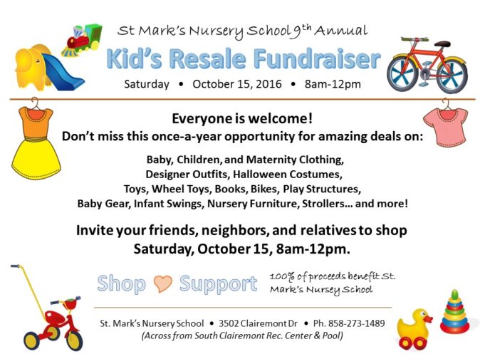 St. Mark’s 9th Annual Kid’s Resale Fundraiser