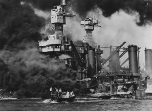 Rescuing sailors who jumped off the burning USS West Virginia during the Attack on Pearl Harbor (courtesy Stuart Hedley)
